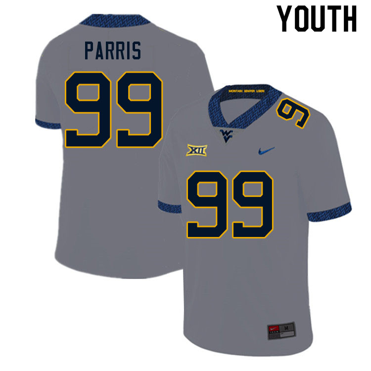 Youth #99 Kaulin Parris West Virginia Mountaineers College Football Jerseys Sale-Gray - Click Image to Close